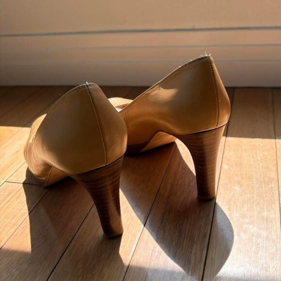 Stuart Weitzman Tan Leather Peep Toe Pumps - Picture 6 of 10